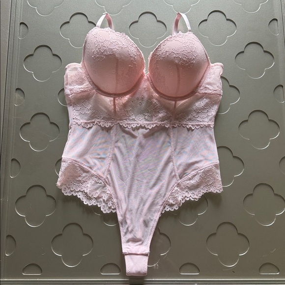 JESSICA SIMPSON Pink Lace Bodysuit Women’s Size Large - Picture 8 of 16